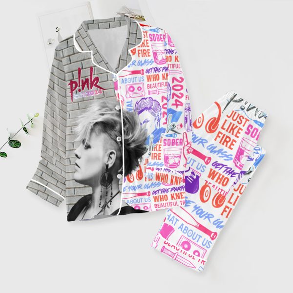 P!nk Button Down Pajamas Set – ANHNV 4448