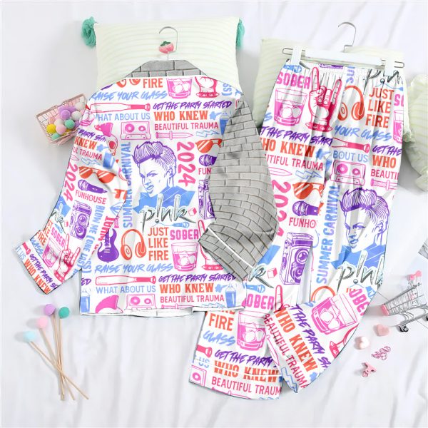 P!nk Button Down Pajamas Set – ANHNV 4448