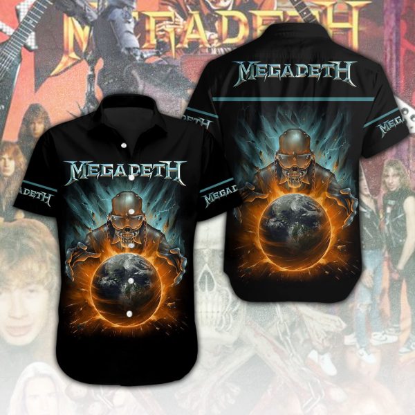 Megadeth Band Short Sleeve Dress Shirt - ANHNV 4460