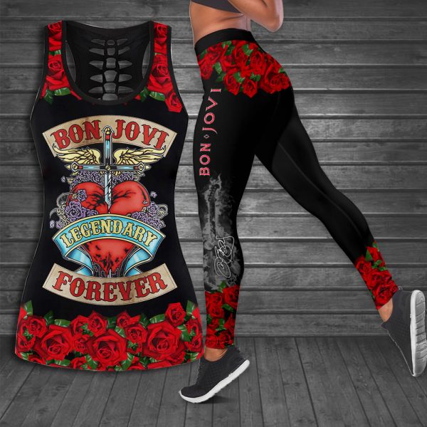 Bon Jovi Hollow Tank Top Leggings - ANHNV 4534