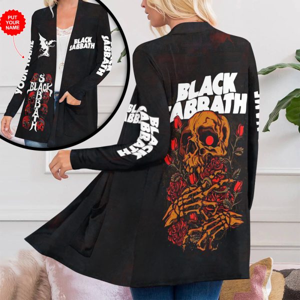 Personalized Black Sabbath Women's Patch Pocket Cardigan - HUANNM 4914
