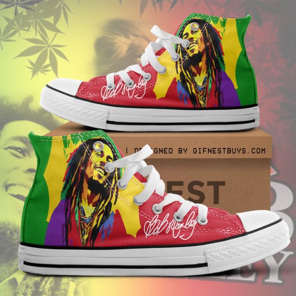 Bob Marley High Top Canvas Shoes - HOATT 4863