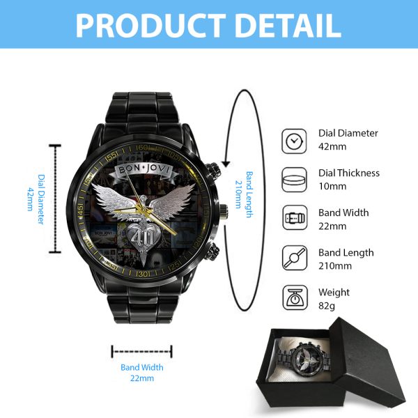 Bon Jovi Black Stainless Steel Watch - TANTN 6202