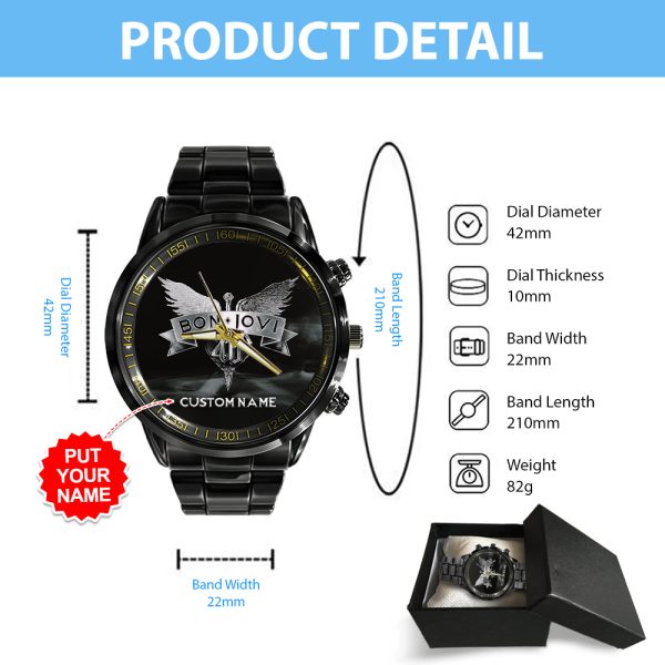 Personalized Bon Jovi Black Stainless Steel Watch - TANTN 6203