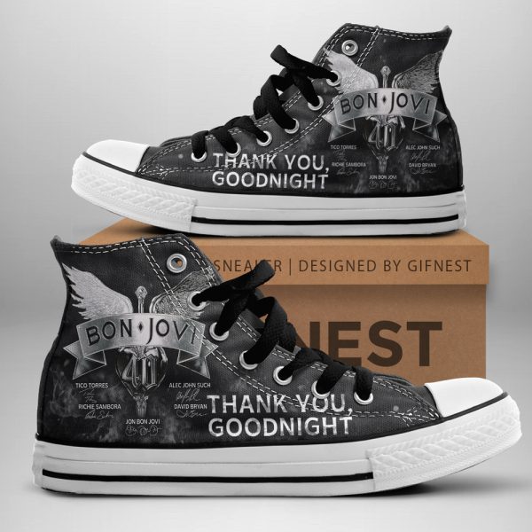 Bon Jovi High Top Canvas Shoes - HUANNM 5163