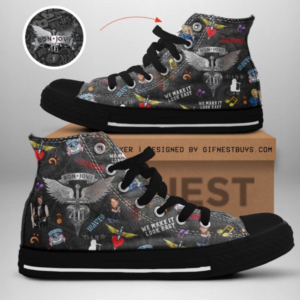 Bon Jovi High Top Canvas Shoes - TANTN 6453