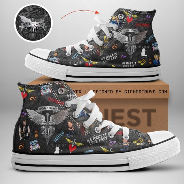 Bon Jovi High Top Canvas Shoes - TANTN 6453