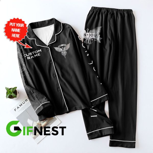 Personalized Bon Jovi Button Down Pajamas Set – TANTN 6243