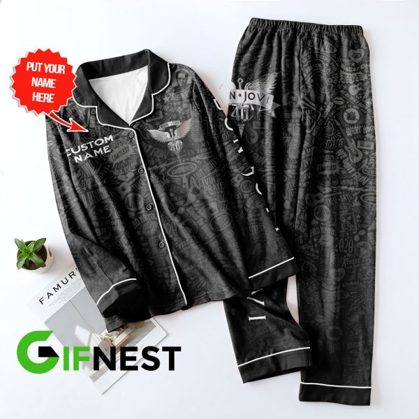Personalized Bon Jovi Button Down Pajamas Set – TANTN 6293