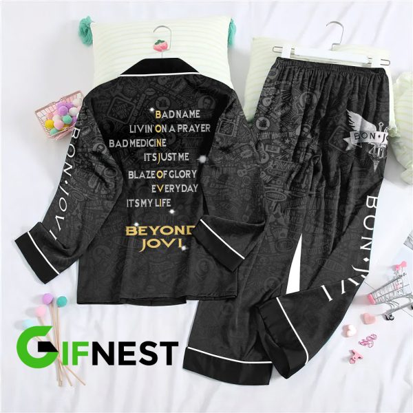 Personalized Bon Jovi Button Down Pajamas Set – TANTN 6293