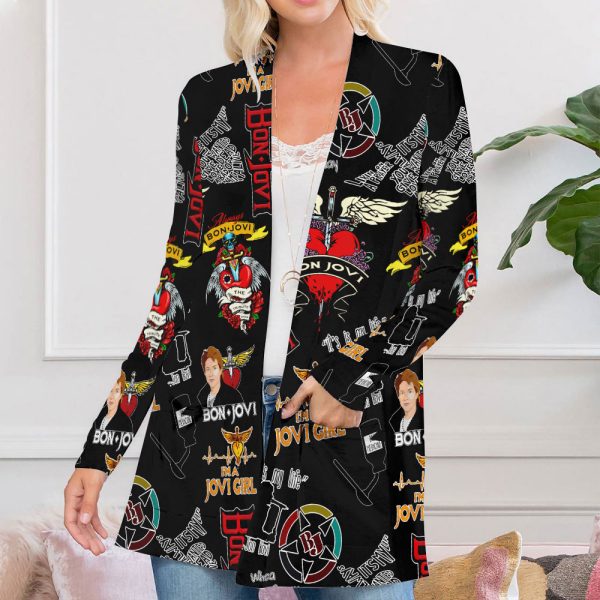 Bon Jovi Women’s Patch Pocket Cardigan – HUANNM 4982.1