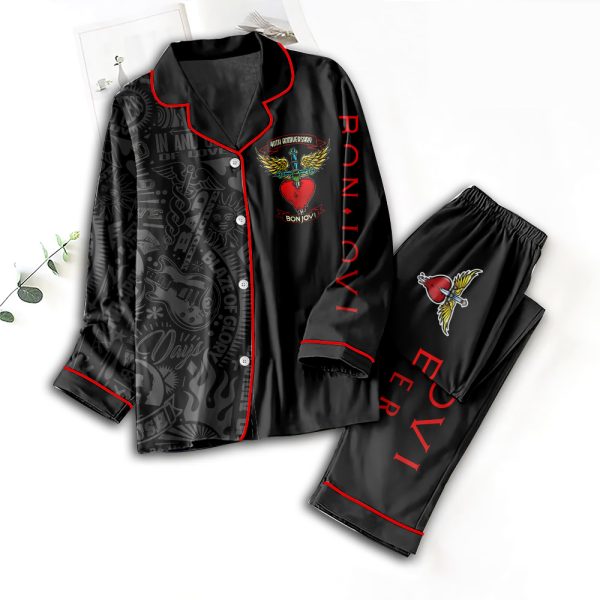 Bon Jovi Button Down Pajamas Set – TANTN 6244