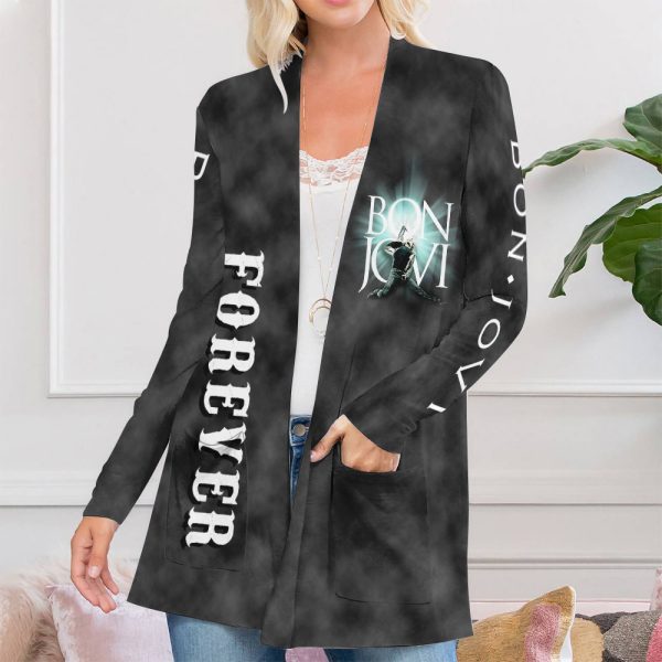 Bon Jovi Women’s Patch Pocket Cardigan – MAITM 6710