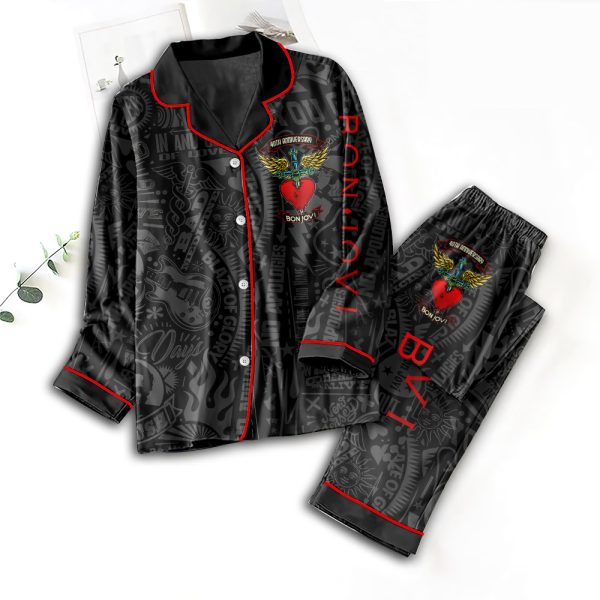 Bon Jovi Button Down Pajamas Set – TANTN 6294