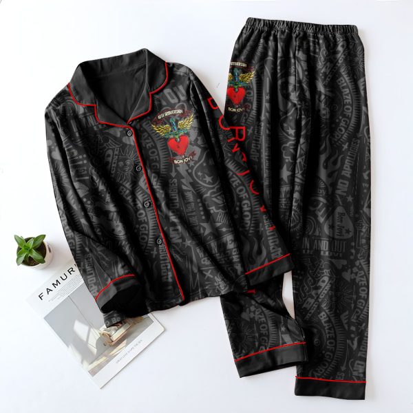 Bon Jovi Button Down Pajamas Set – TANTN 6294