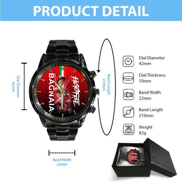 Francesco Bagnaia Black Stainless Steel Watch - HOATT 4784