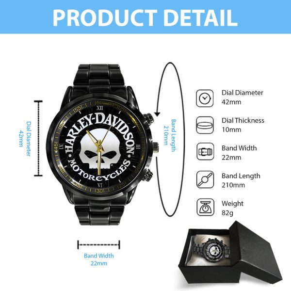 Harley Davidson Black Stainless Steel Watch - GNE 395