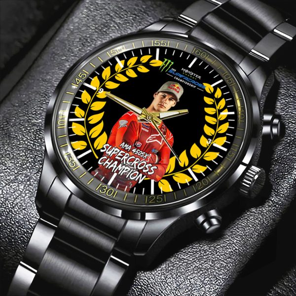 Jett Lawrence x AMA Supercross Championship Black Stainless Steel Watch - HOATT 4832