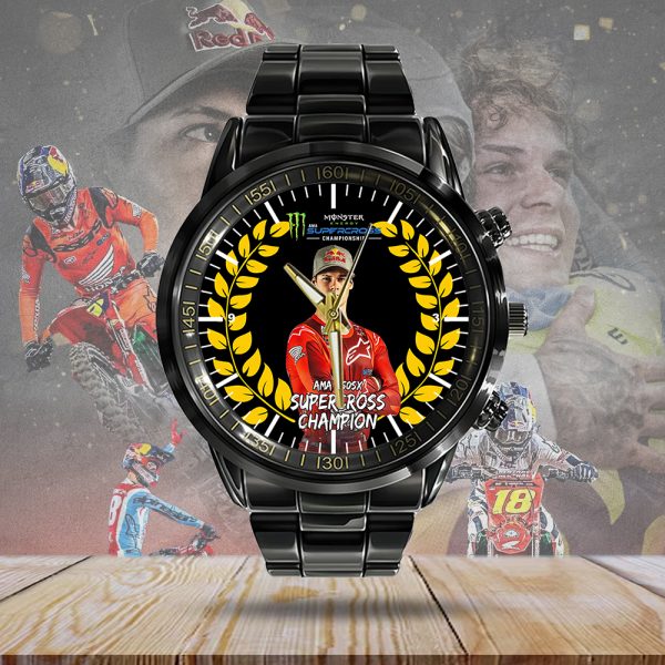 Jett Lawrence x AMA Supercross Championship Black Stainless Steel Watch - HOATT 4832