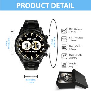 Personalized Juventus F.C. Black Stainless Steel Watch - HOATT 4881