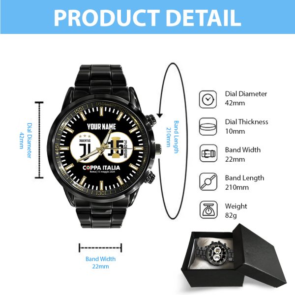 Personalized Juventus F.C. Black Stainless Steel Watch - HOATT 4881