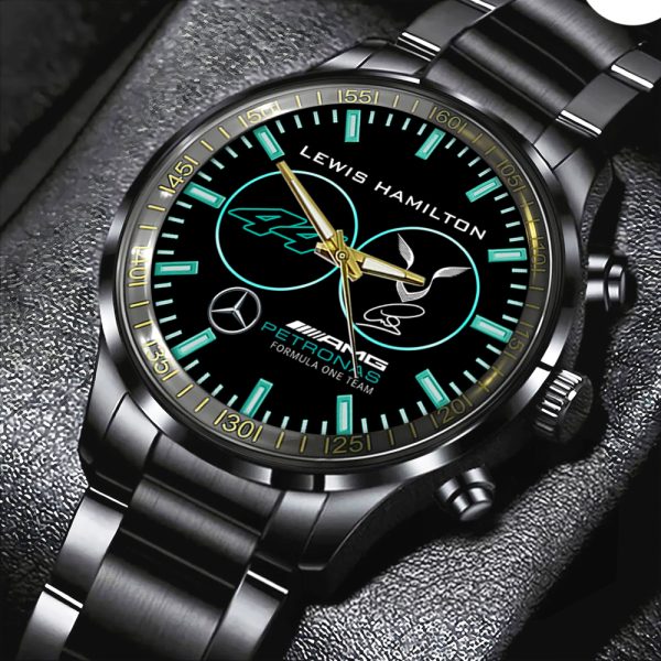 Mercedes-AMG Petronas F1 x Lewis Hamilton Black Stainless Steel Watch - HOATT 4854