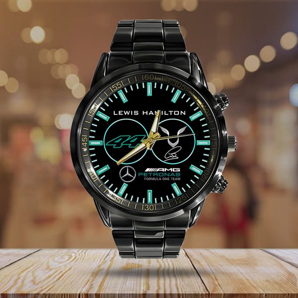 Mercedes-AMG Petronas F1 x Lewis Hamilton Black Stainless Steel Watch - HOATT 4854