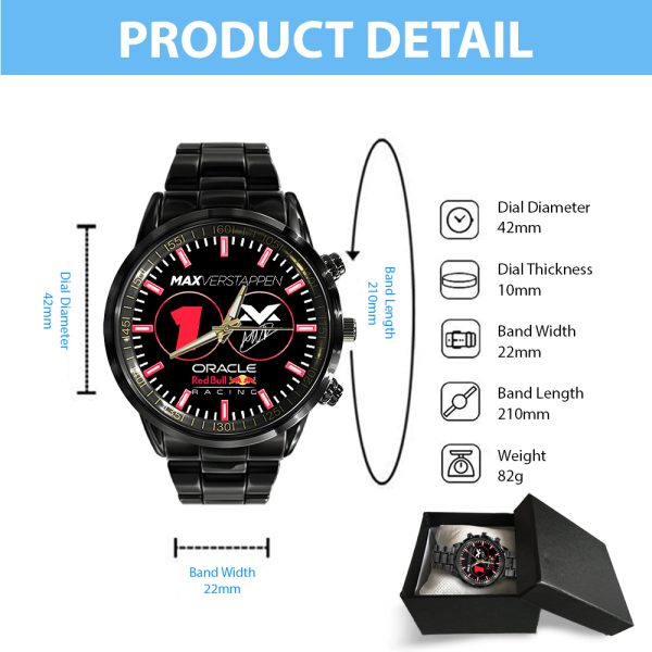 Red Bull Racing F1 MV1 Black Stainless Steel Watch - HOATT 4855