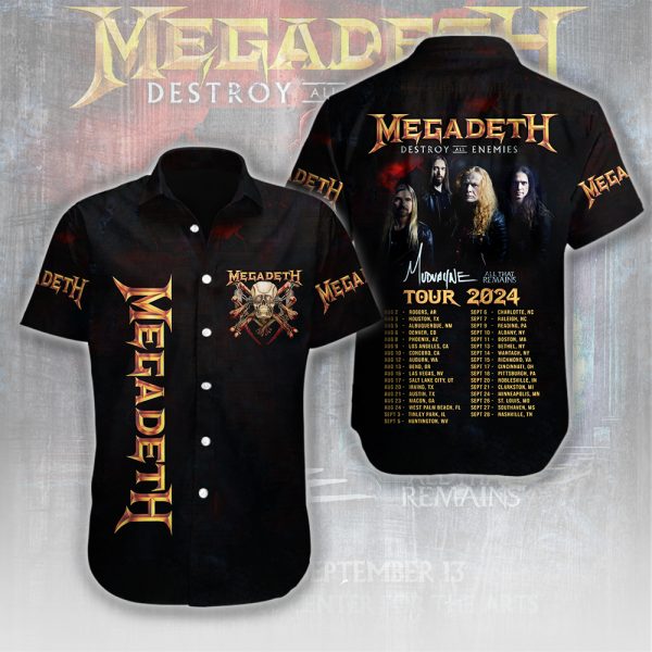 Megadeth Band Short Sleeve Dress Shirt - HUANNM 5172
