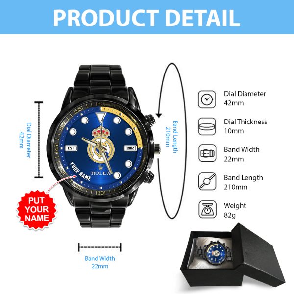 Personalized Real Madrid CF x Rolex Black Stainless Steel Watch - MAITM 6760