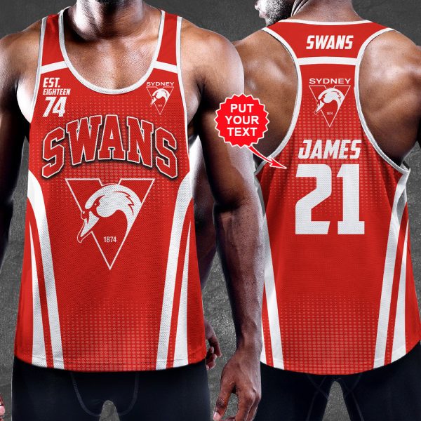 Personalized Sydney Swans Y-Back Muscle Tank Top - VANDH 2840
