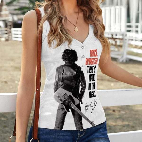 Bruce Springsteen Women V-Neck Ribbed Tank Top - HOATT 5213