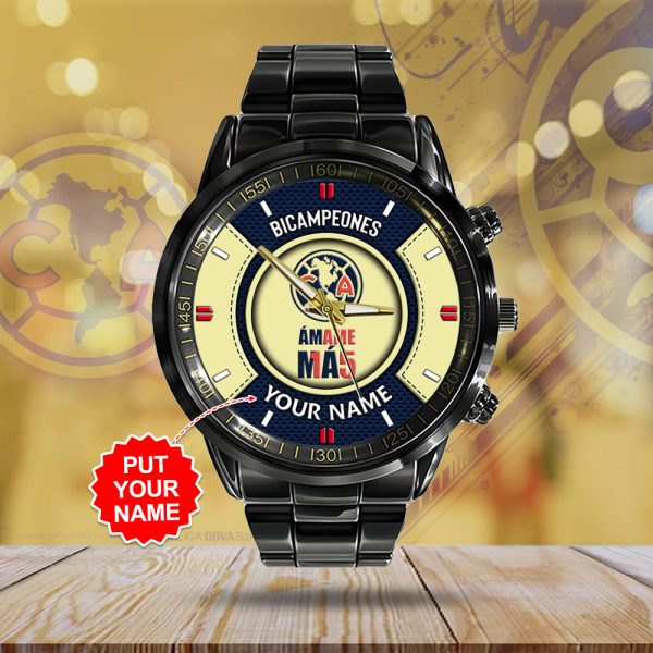 Personalized Club América Black Stainless Steel Watch - MAITM 6972