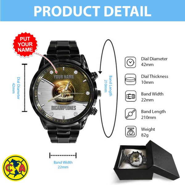 Personalized Club América Black Stainless Steel Watch - HOATT 5211