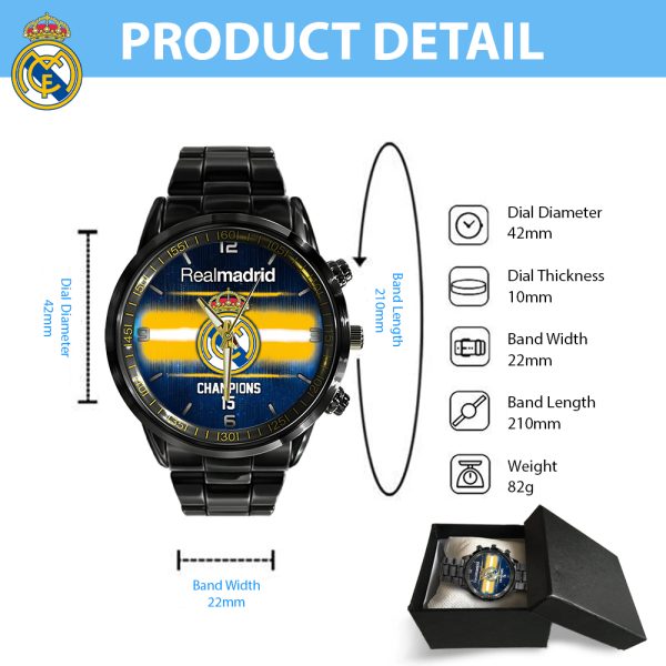 Real Madrid CF Black Stainless Steel Watch - HOATT 5102