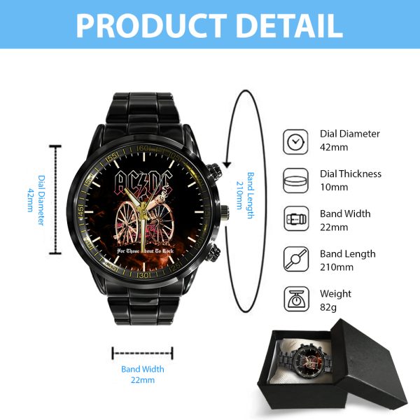 Rock Music Black Stainless Steel Watch - HUANNM 5300