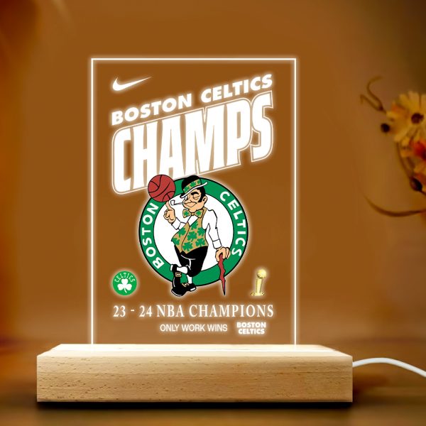 Boston Celtics Led Light with Wooden Base (7 Colors) - TANTN 7044
