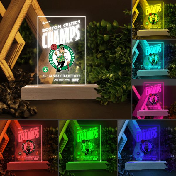 Boston Celtics Led Light with Wooden Base (7 Colors) - TANTN 7044