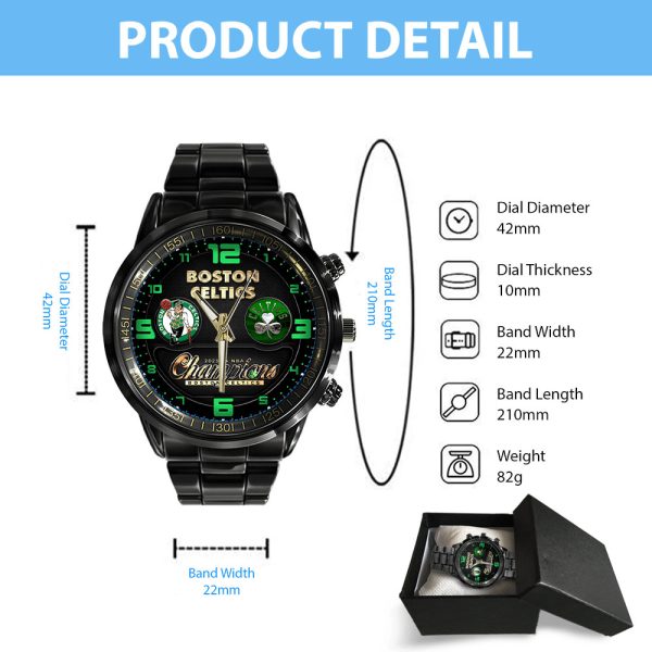 Boston Celtics Black Stainless Steel Watch - GNE 596