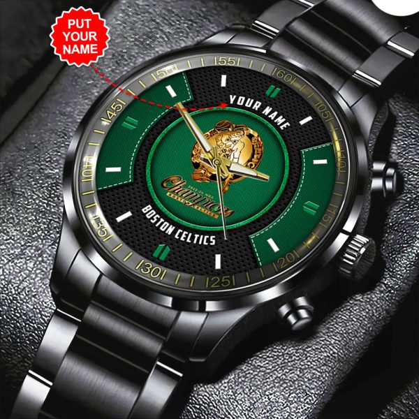 Personalized Boston Celtics Black Stainless Steel Watch - HOATT 5247