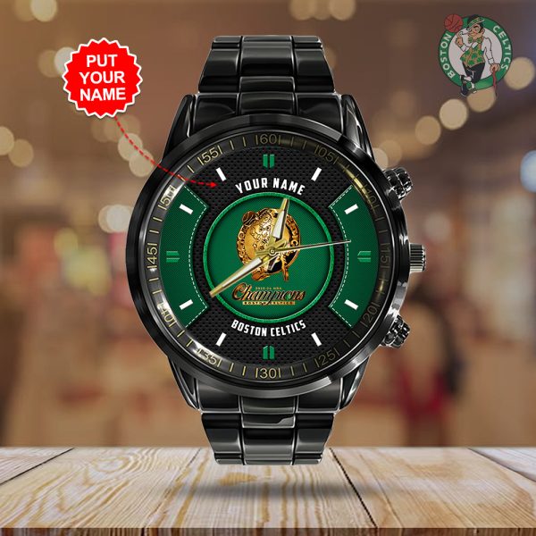 Personalized Boston Celtics Black Stainless Steel Watch - HOATT 5247