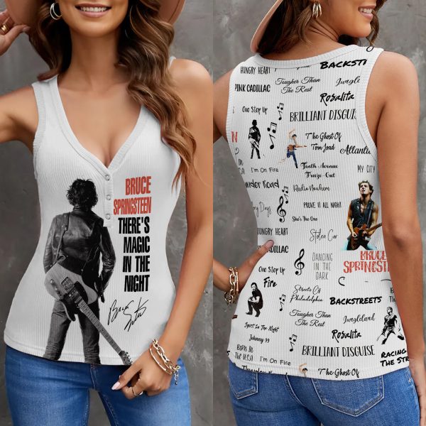 Bruce Springsteen Women V-Neck Ribbed Tank Top - HOATT 5213