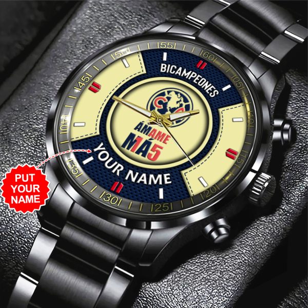 Personalized Club América Black Stainless Steel Watch - MAITM 6972