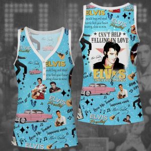 Elvis Presley Women V-Neck Ribbed Tank Top - VANDH 3044