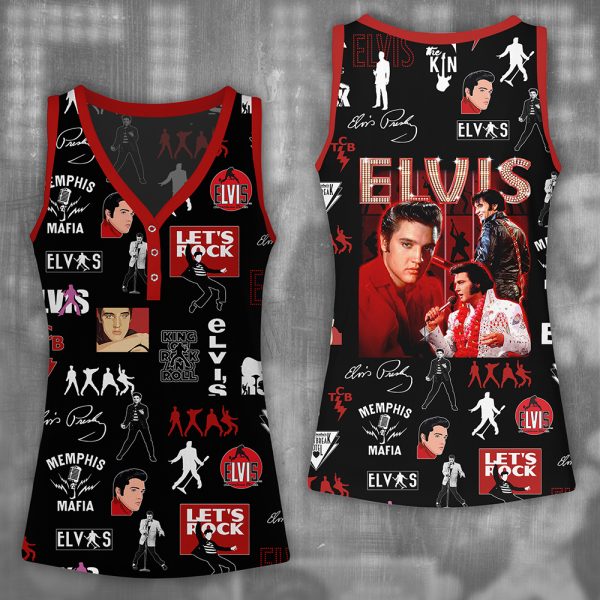 Elvis Presley Women V-Neck Ribbed Tank Top - GNE 553