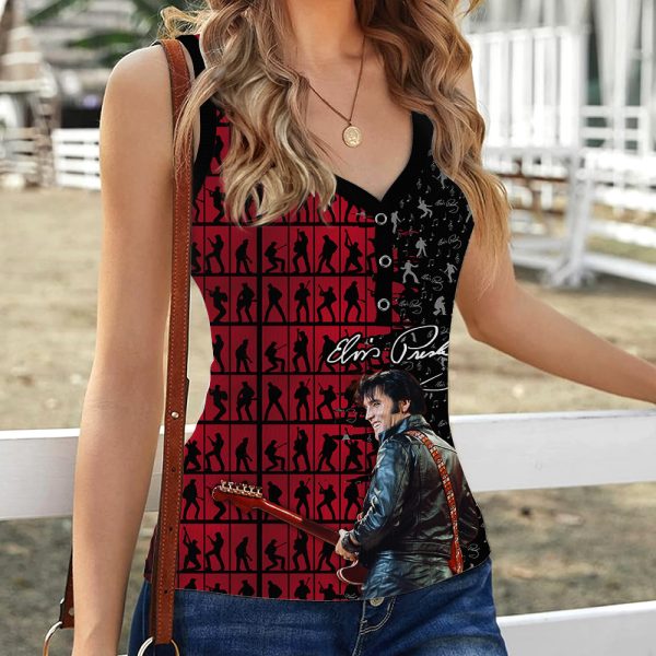 Elvis Presley Women V-Neck Ribbed Tank Top - HOATT 5203
