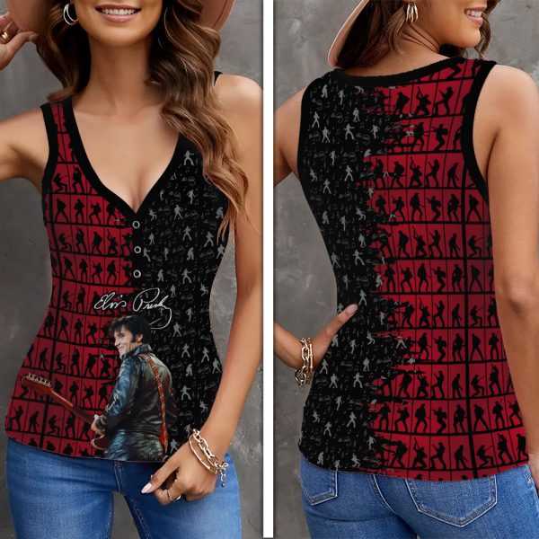 Elvis Presley Women V-Neck Ribbed Tank Top - HOATT 5203