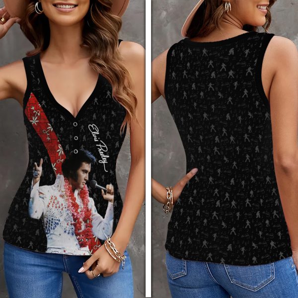 Elvis Presley Women V-Neck Ribbed Tank Top - HOATT 5205