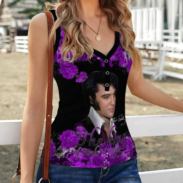 Elvis Presley Women V-Neck Ribbed Tank Top - HOATT 5207