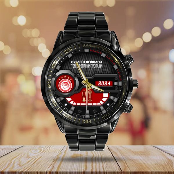 Olympiakos F.C. Black Stainless Steel Watch - HUANNM 5334